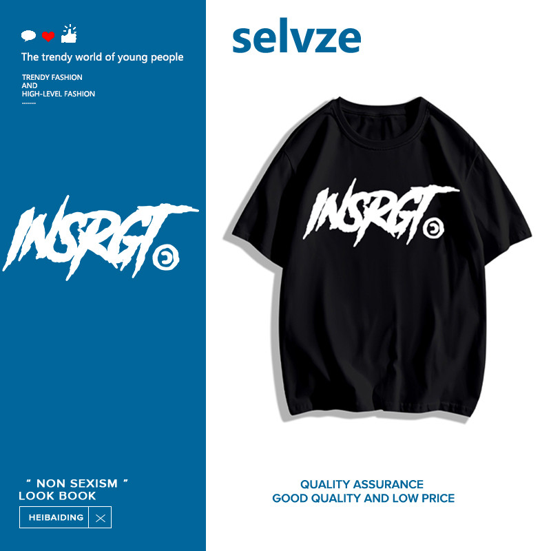 SELVZE（จัดส่งตลอด 24 ชั่วโมง） printed T-shirt，แฟชั่นที่เรียบง่ายตัวอักษรพิมพ์เสื้อยืดแขนสั้น G000632