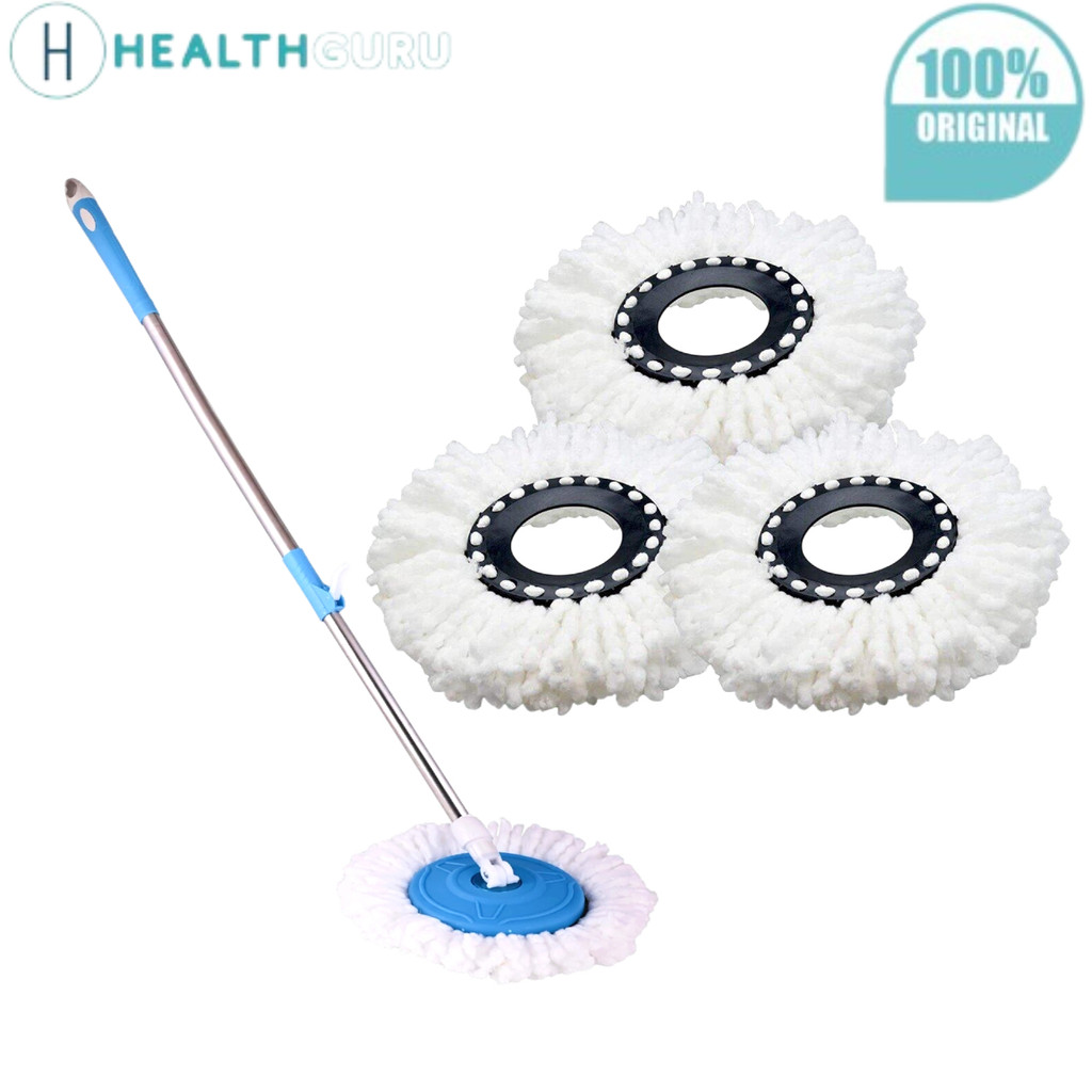 HealthGuru Easy Mop Spin Mop Magic Mop Head ไมโครไฟเบอร์ Mop ผ้าเติม Kepaala Mop Putar 旋转拖头