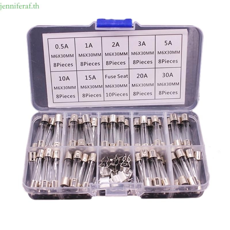 72pcs Fast Blow Glass Tube Fuses 6x30mm 250V 0.5A/1/2A/3A/5A/10A/15A/20A/30A