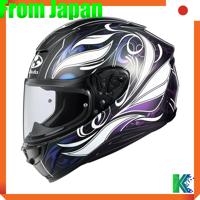 OGK KABUTO AEROBLADE6 ELFI DARK Full Face Motorcycle Helmet - Black/White/Purple (Various Sizes)