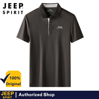 JEEP SPIRIT เสื้อโปโลลําลองฤดูร้อนพิมพ์ลายแบรนด์ระบายอากาศผู…
