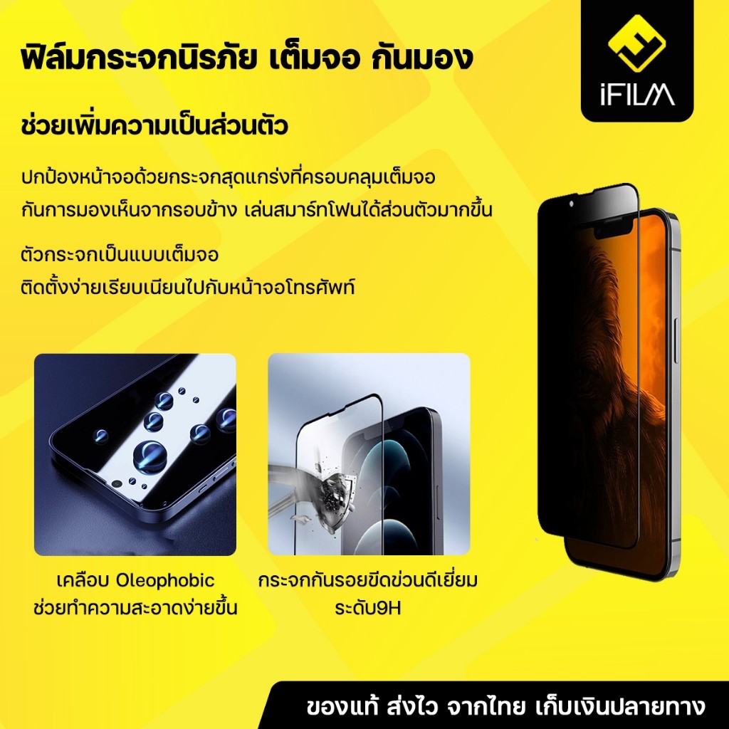 เต็มจอ ฟิล์มกันมอง กระจก นิรภัย For Samsung S23 Plus S24 FE S24ultra S25 Note20 เต็มจอ ฟิล์ม กันเสือ