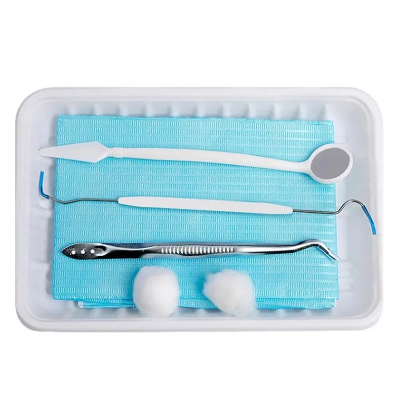 Dental Disposable Oral Package Kit Mouth Mirror Tweezer Disposable Oral Instrument Box Plastic Tray
