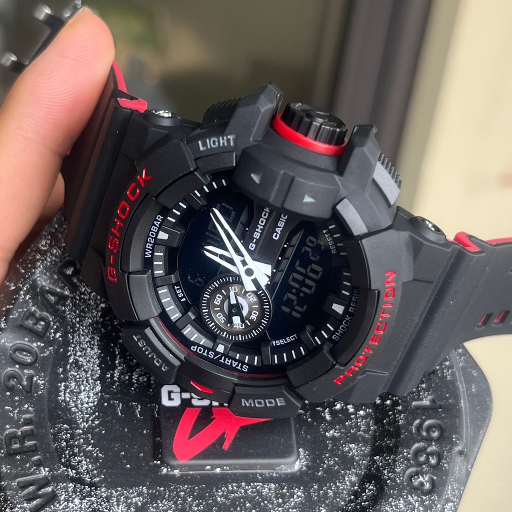 Gshock GA-400 สีดําสีแดงผู้ชายกีฬานาฬิกาข้อมือควอตซ์ ga400 ผู้ชายกันน้ํากีฬานาฬิกาแฟชั่นเรซิ่นสายนาฬ