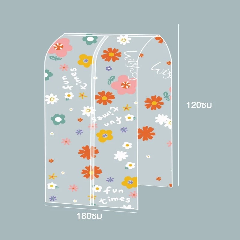 1PCS ผ้าคลุมราวกันฝุ่น แบบใส ลายดอกไม้ กันน้ำ ถุงคลุมเสื้อผ้า ทำความสะอาดง่าย มีหลายขนาดให้เลือก thumbnail 8