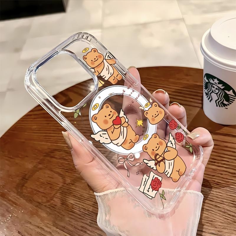 สําหรับ Iphone 11 12 13 14 15 16PRO MAX 手机壳 11 12 13 14 15 16Plus 11Pro 13Pro ตุ๊กตาหมีเนยกอดหัวใจออ