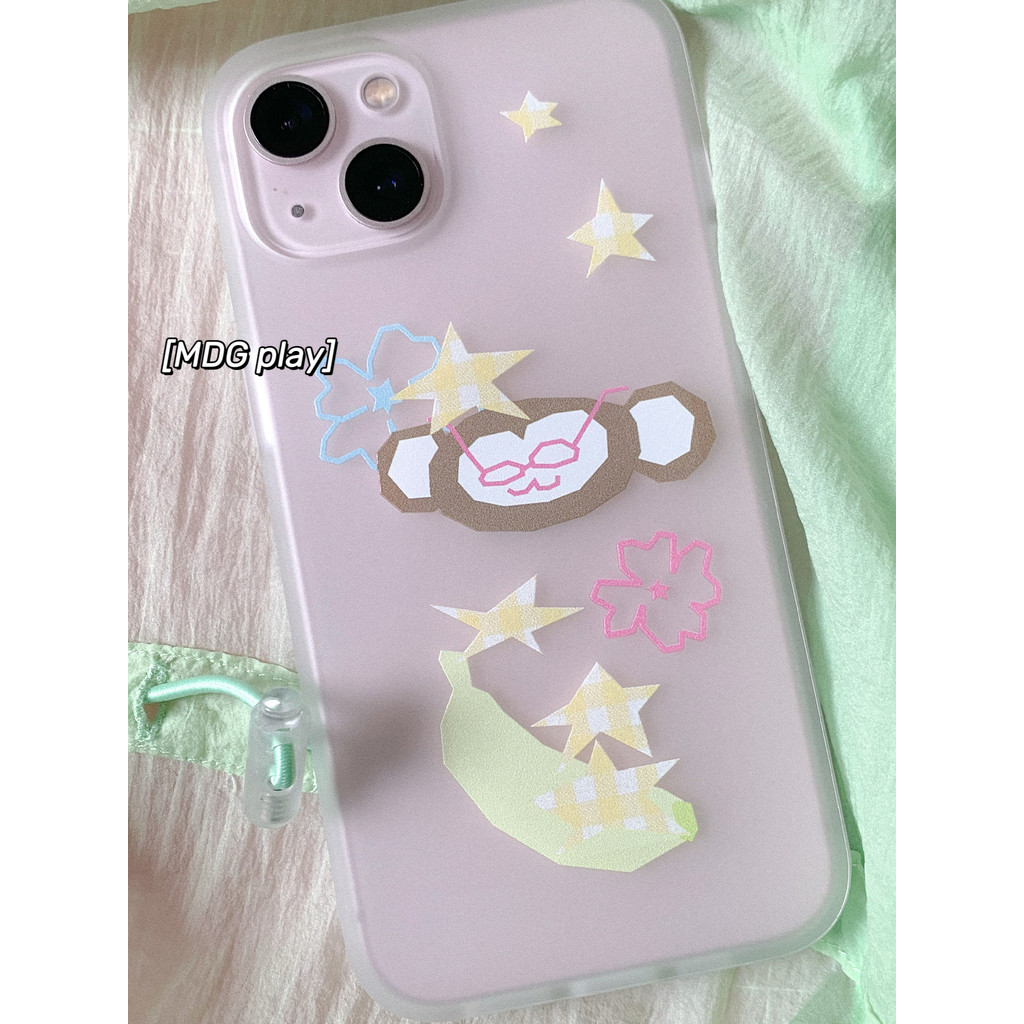 แอปเปิ้ลสไตล์เกาหลี อิน ซอก ออกแบบน่ารักการ์ตูนมือวาดลิงดาวกล้วยภาพประกอบเคลือบใสสีขาวกรณีโทรศัพท์16โปรแม็กซ์/15มือโปร/14/13/12/11นุ่มกรณีป้องก - รูปที่ 7