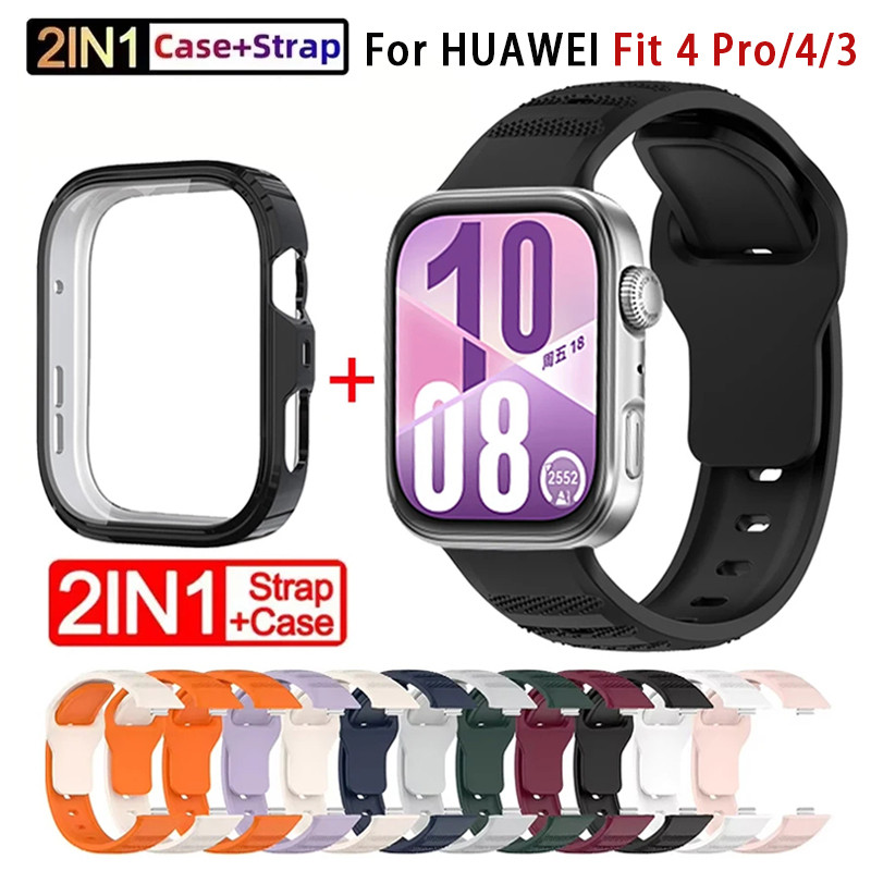 กรณี + สายซิลิโคนสําหรับ huawei watch fit 4 pro สมาร์ทนาฬิกาสร้อยข้อมือกีฬาสําหรับ huawei fit 4/3 2025 อุปกรณ์เสริมใหม่ล่าสุด