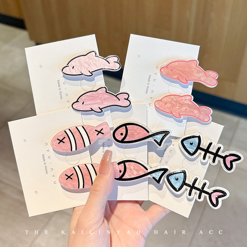 กิ๊บติดผมปลาขนาดเล็ก การ์ตูน ไร้ร่องรอยสำหรับผู้หญิง เครื่องประดับผมสร้างสรรค์