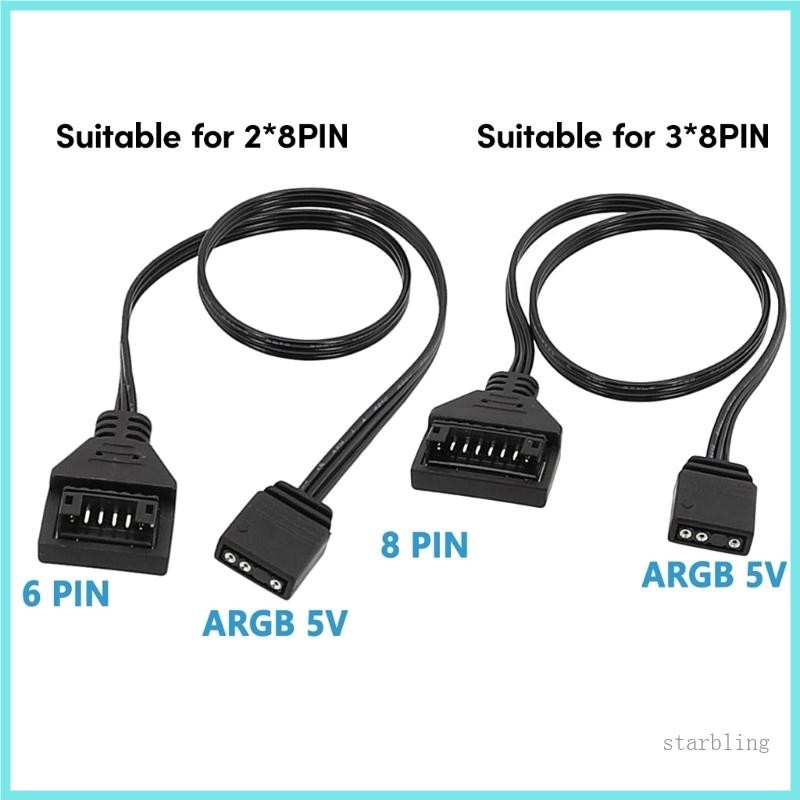 Star ARGB Adapter Cable 5V 3pin to ARGB 5V 8Pin 6Pin Male Adapter Cable Enhances Your Lighting Solut