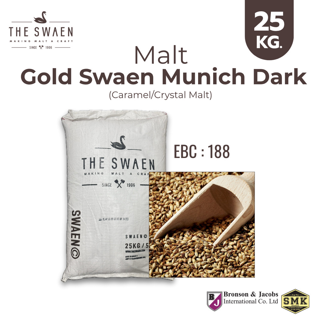 Malt มอลต์ The Swaen : Gold Swaen Munich Dark ยกกระสอบ 25 Kg. สำหรับทำเบียร์ คราฟท์เบียร์ โฮมบรูว์ โ