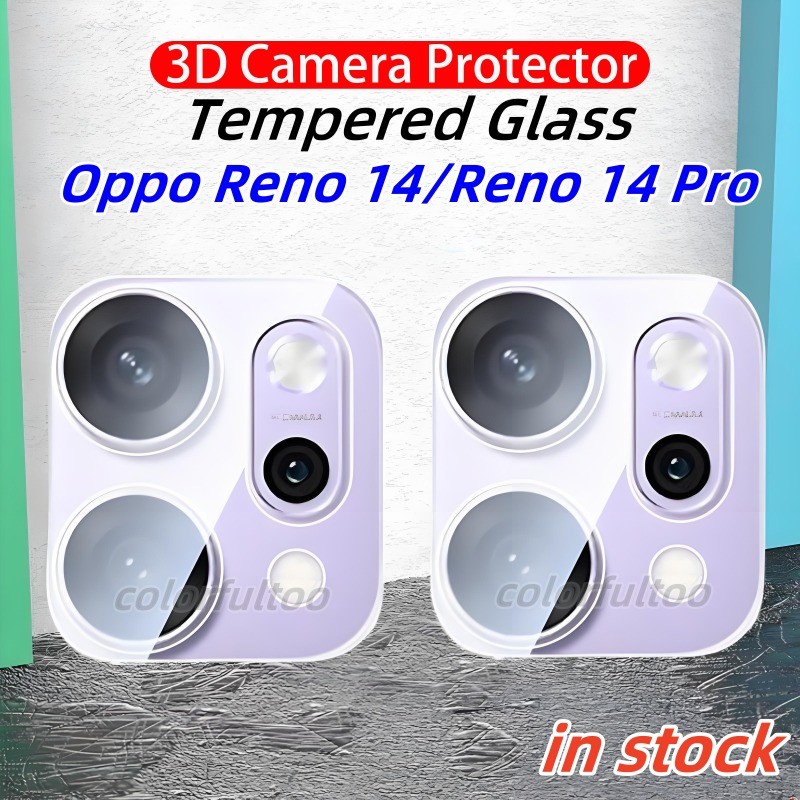 Oppo Reno 14F 5G กล้องป้องกันฟิล์มสําหรับ Oppo Reno 14 Pro 14Pro Reno13 Reno13Pro 4G 5G 3D โค้ง HD คลุมทั้งหมดกล้องกระจกนิรภัยป้องกันหน้าจอกลับฟิล์มเลนส์