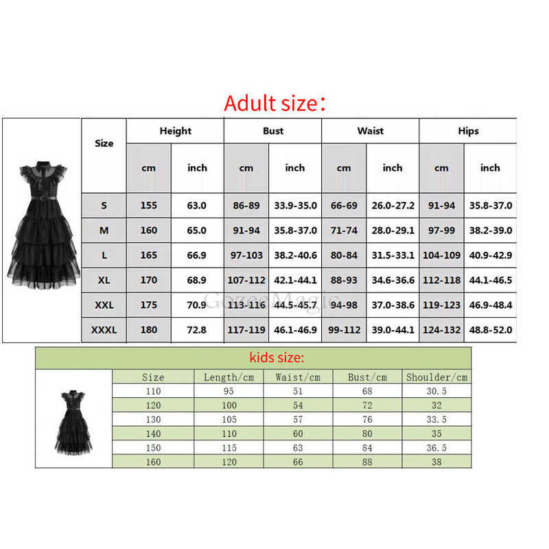 Wednesday Isbella Adams Girls' Family Role Playing Costume 2023 New Adult Halloween Carnival Dress