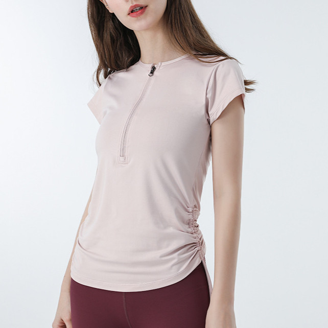 AirActive Leisure Casual Yoga Sports T-shirt Short Sleeves Zip And Side Drawstrings Moisture-wicking - รูปที่ 5