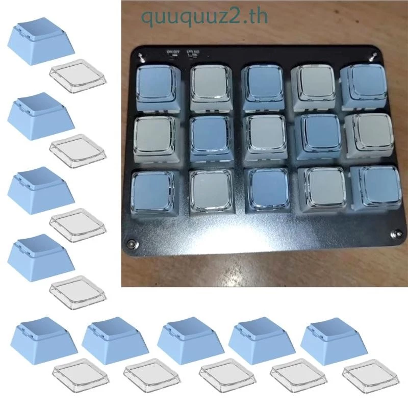 Quu 8 ชิ้น Cheey Profile PBT + PC Keycaps 1U ชุดปุ่มกดสําหรับคีย์บอร์ดแบบกลไก Keycaps ความทนทานในสีคลาสสิก