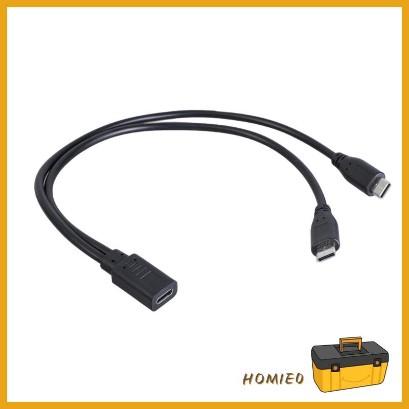 HOMIE0 Portable Type C Female to Double Type C Male Y Cable Type C Extension Splitter
