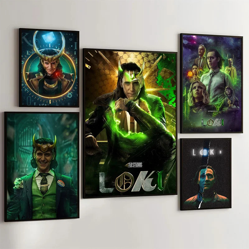 1PC Cool L-Loki Movie Poster Movie Sticky Posters Retro Kraft Paper Sticker DIY Room Bar Cafe Aesthe