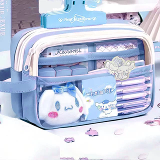 กระเป๋าดินสอใสขนาดใหญ่กันน้ำน่ารักและมีสไตล์ - Kuromi, Cinnamoroll, My Melody และซิปที่ทนทานสำหรับโรงเรียน วัยรุ่น เด็กชายและเด็กหญิง