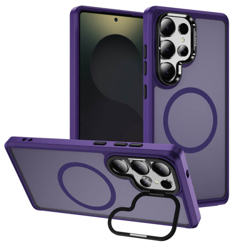 โลหะที่มองไม่เห็นเลนส์วงเล็บ Matte โปร่งแสงแม่เหล็กสําหรับ Samsung Galaxy S25 Ultra Plus S24 S23 Ultra Plus ไร้สายชาร์จ Hard กันกระแทกฝาครอบป้องกัน