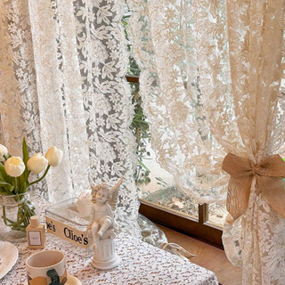 ดอกไม้เย็บปักถักร้อยลูกไม้ Sheer ผ้าม่าน Scalloped Trim Tull…