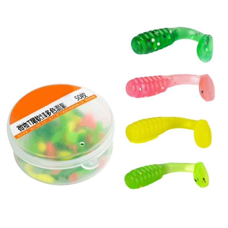 BS * 50 ชิ้น เหยื่อตกปลาสำหรับน้ำจืดและน้ำเค็ม Paddle Tail Swimbaits เหยื่อว่ายน้ำ