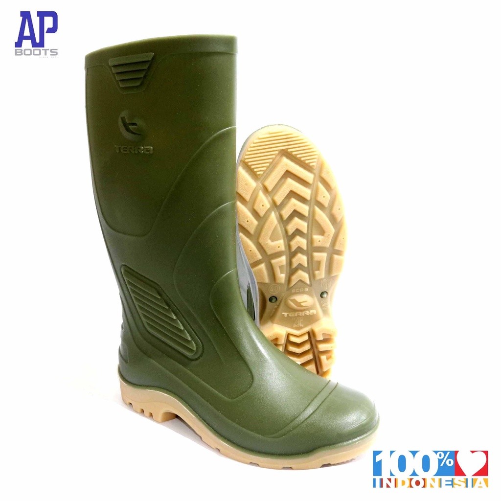 [PREMIUM ORIGINAL] AP TERRA ECO 3 GREEN 39-43 - รองเท้าบูทนิรภัย RUBBER - AP BOOTS