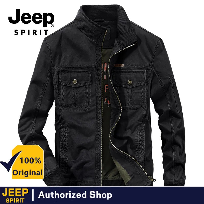รถจี๊ป วิญญาณ เสื้อแจ็คเก็ตผู้ชายคอตั้งผ้าฝ้ายแท้มีกระเป๋าหลายช่อง - รูปที่ 2