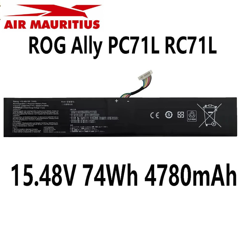 แบตเตอรี่  ROG Ally PC71L 15.48V 74Wh 4780mAh สำหรับเกมมิ่งมือถือ ASUS RC71L มาพร้อมกับเครื่องมือฟรี