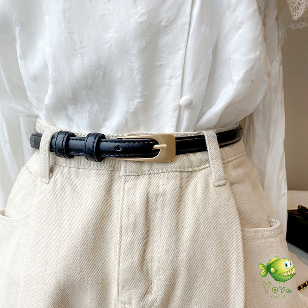 YOYO เข็มขัด​ผู้หญิง เข็มขัดแฟชั่น หนัง PU สำหรับผู้หญิง แนววินเทจ เข็มขัด Belt - รูปที่ 4