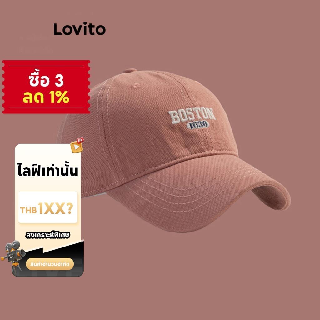 (LIVE STREAM SALE) Lovito แคชชวล หมวกเบสบอลตัวอักษรบอสตันสําหรับผู้หญิง LFA09617