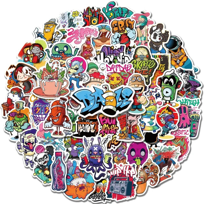 10/25/50pcs Street Graffiti Art Stickers for Skateboard Skate Car Motorcycle Luggage Water Bottle No
