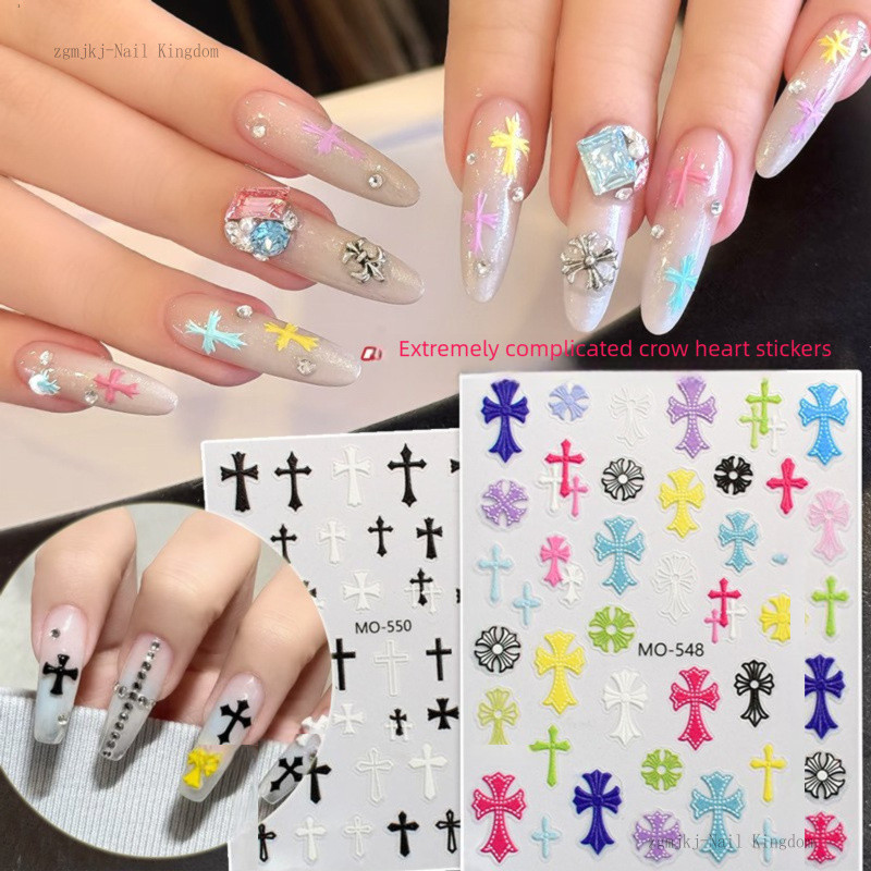 นูน 3D สี Chrome Heart Cross nail Art สติกเกอร์ / Candy สี y2k หวาน cool สไตล์สติ๊กเกอร์ติดเล็บ / DIY เคสโทรศัพท์ตกแต่ง