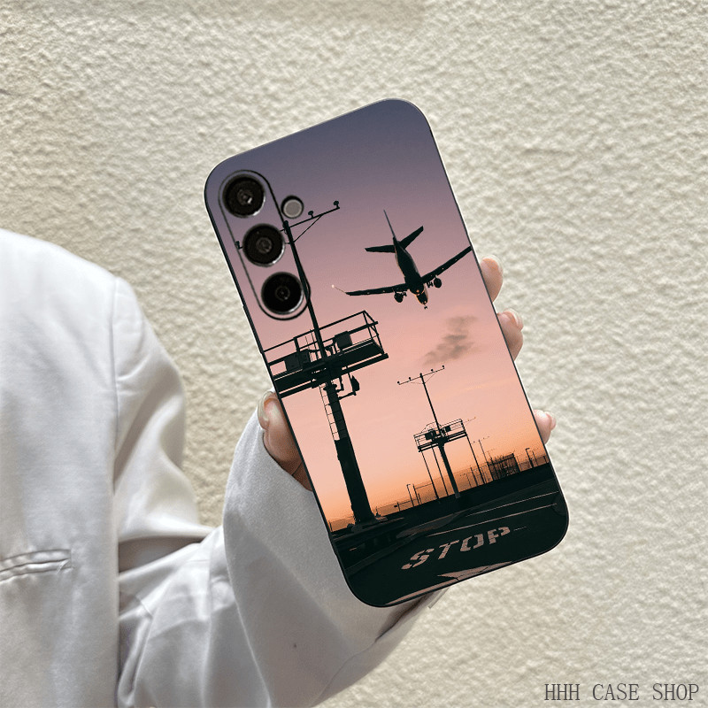 เคสโทรศัพท์ TPU แบบนุ่มลายเครื่องบิน MF ดีไซน์กราฟิก 2D สำหรับ Samsung S10 S20 S21 S22 S23 S24 Note1