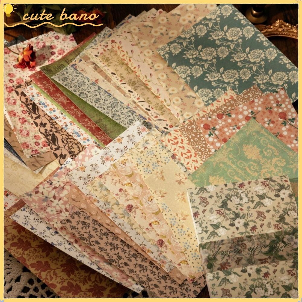 BANO 100pcs ข้อความวัสดุกระดาษ, DIY Scrapbooking 8 รูปแบบพื้นหลังกระดาษ, Vintage Creative ดอกไม้ตกแต่ง Memo Pad Journal Supplies