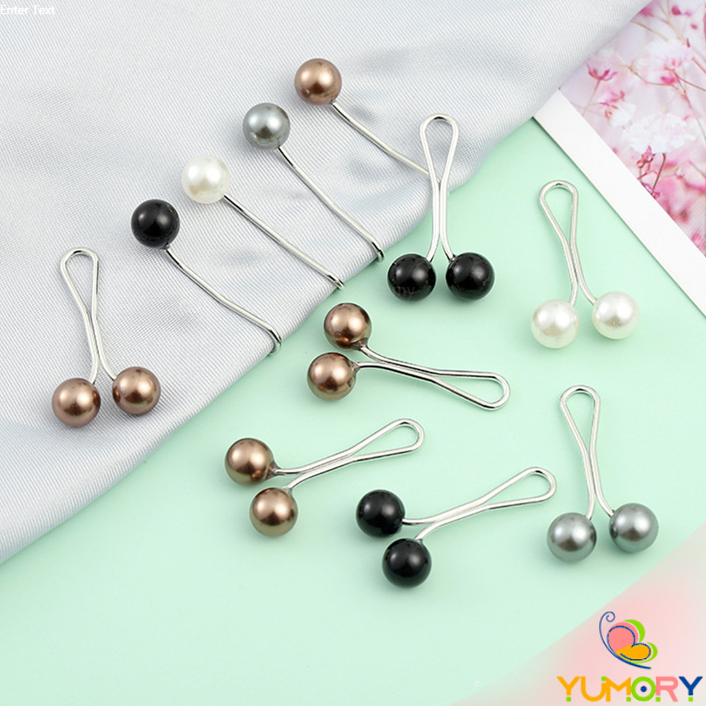 Yumory 8Pcs คลิปหนีบเอวกางเกง แขนเสื้อ ปรับขากางเกง ปรับความยาว หัวหมุดประดับมุกเทียม Fashion Pins - รูปที่ 4