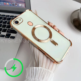 เคสสําหรับ OPPO F7 F5 เคสโทรศัพท์ TPU ชาร์จแม่เหล็กสี่มุมป้องกันการตกนิ่มโปร่งใส WBQ