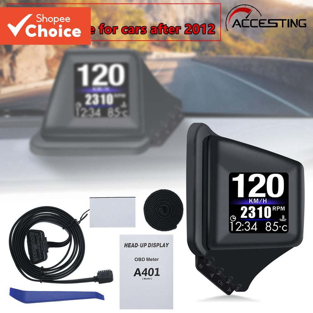 ใหม่ A401 Multi-Function HUD OBD + GPS รถจอแสดงผล LCD ความเร็วอุณหภูมิน้ําการใช้เชื้อเพลิงแรงดันไฟฟ้า