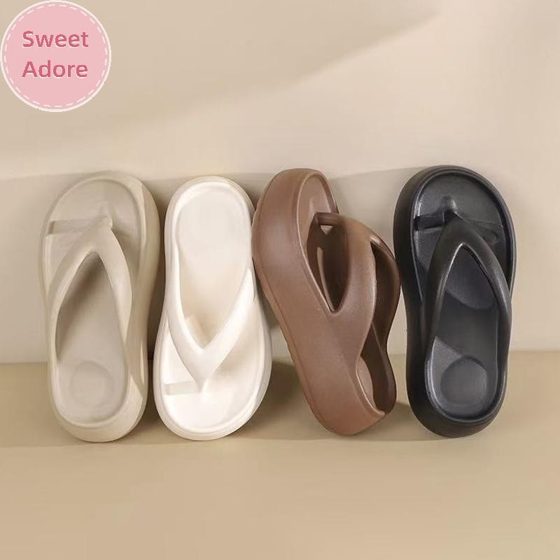 SweetAdore รองเท้าแตะพื้นหนาของผู้หญิงฤดูร้อนพื้นนุ่มรองเท้าแตะชายหาดกันลื่นในร่มเพิ่มความสูงรองเท้าแตะ TH