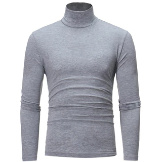 [การจัดส่งในท้องถิ่น] คน เสื้อยืด แฟชั่น ปลอกคอสูง สีทึบ ขนาดใหญ่