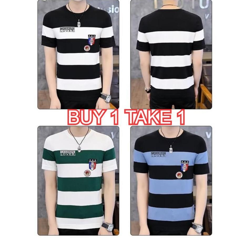 เสื้อยืดผู้ชาย ลายลำลอง คอวี แขนสั้น สไตล์แฟชั่นฤดูร้อน