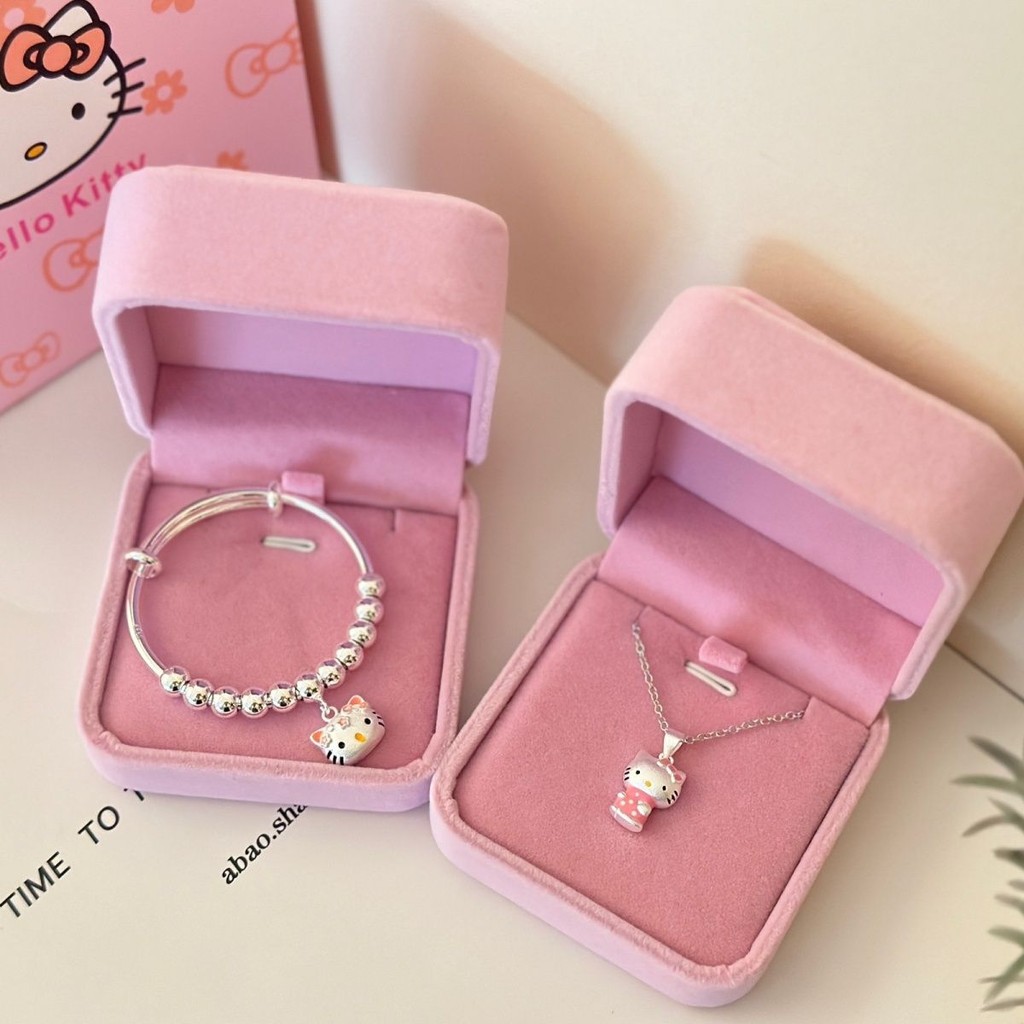 猫吊จี้项链女款甜美可爱HelloKitty手สร้อยข้อมือเด็ก大人生礼物Hello Kittyจี้สร้อยคอสําหรับผู้หญิงหวานและน่ารักHGF