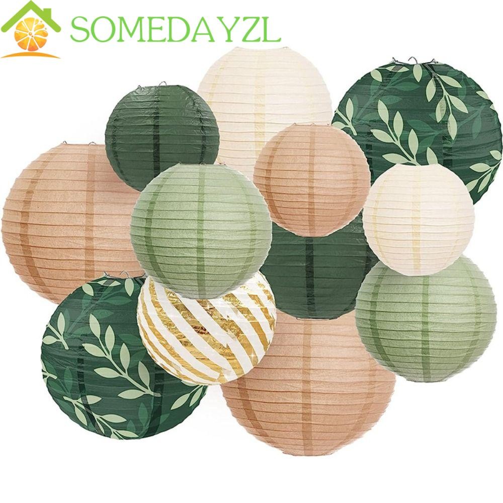 SOMEDAYZL โคมไฟกระดาษ, Sage สีเขียวสีน้ําตาลจีนญี่ปุ่นแขวนโคมไฟ,เด็กสาวอาบน้ําประกอบง่ายตกแต่งโคมไฟที่มีสีสันรอบงานแต่งงานตกแต่ง