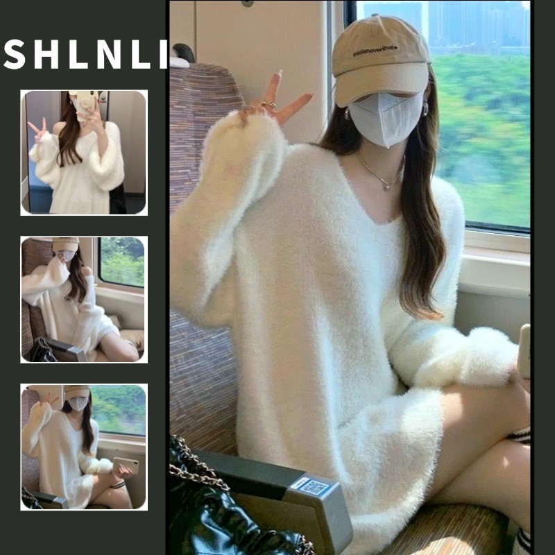 เสื้อกันหนาวคอแขน长长袖宽松女性秋冬柔軟 Volt