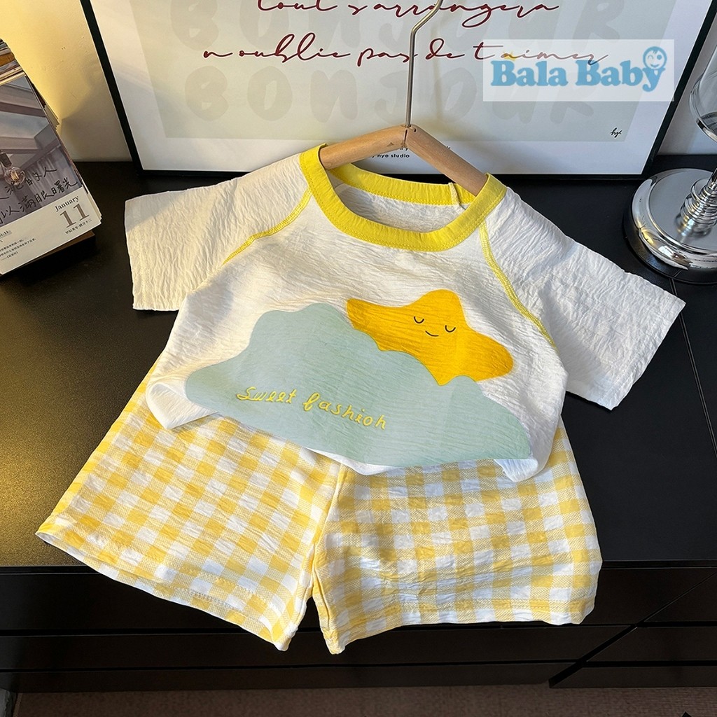 เสื้อผ้าเด็ก ชุดลำลองเด็ก ชุดอยู่บ้านใส่สบาย เสื้อแขนสั้น+กางเกงขาสั้น SIZE80-120CM DXT68 - รูปที่ 6