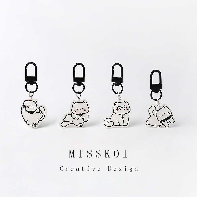 ผิดพลาด น่ารักน่ารักสีดําแมวจังหวะพวงกุญแจน่ารักหวานกระเป๋าเป้สะพายหลังจี้