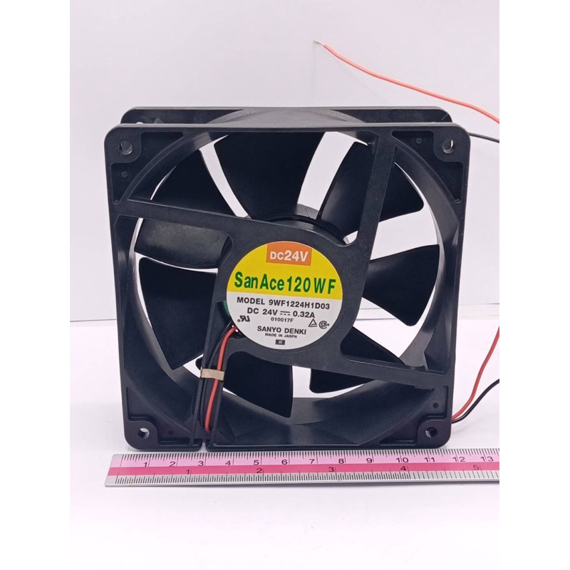 พัดลม 4นิ้ว  เครื่องจักร 120*120 2สาย DC24V San Ace 120 W F MODEL 9WF1224H1D03 DC 24V = : 0.32A สินค