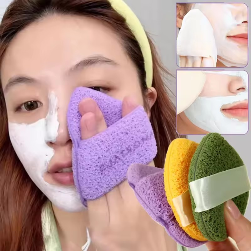 พัฟล้างหน้า 3/6 ชิ้น | ฟองน้ํารูปหยดน้ําพร้อมเชือกเส้นเล็ก | Daily Makeup Removal & Deep Cleanser for Acne Care