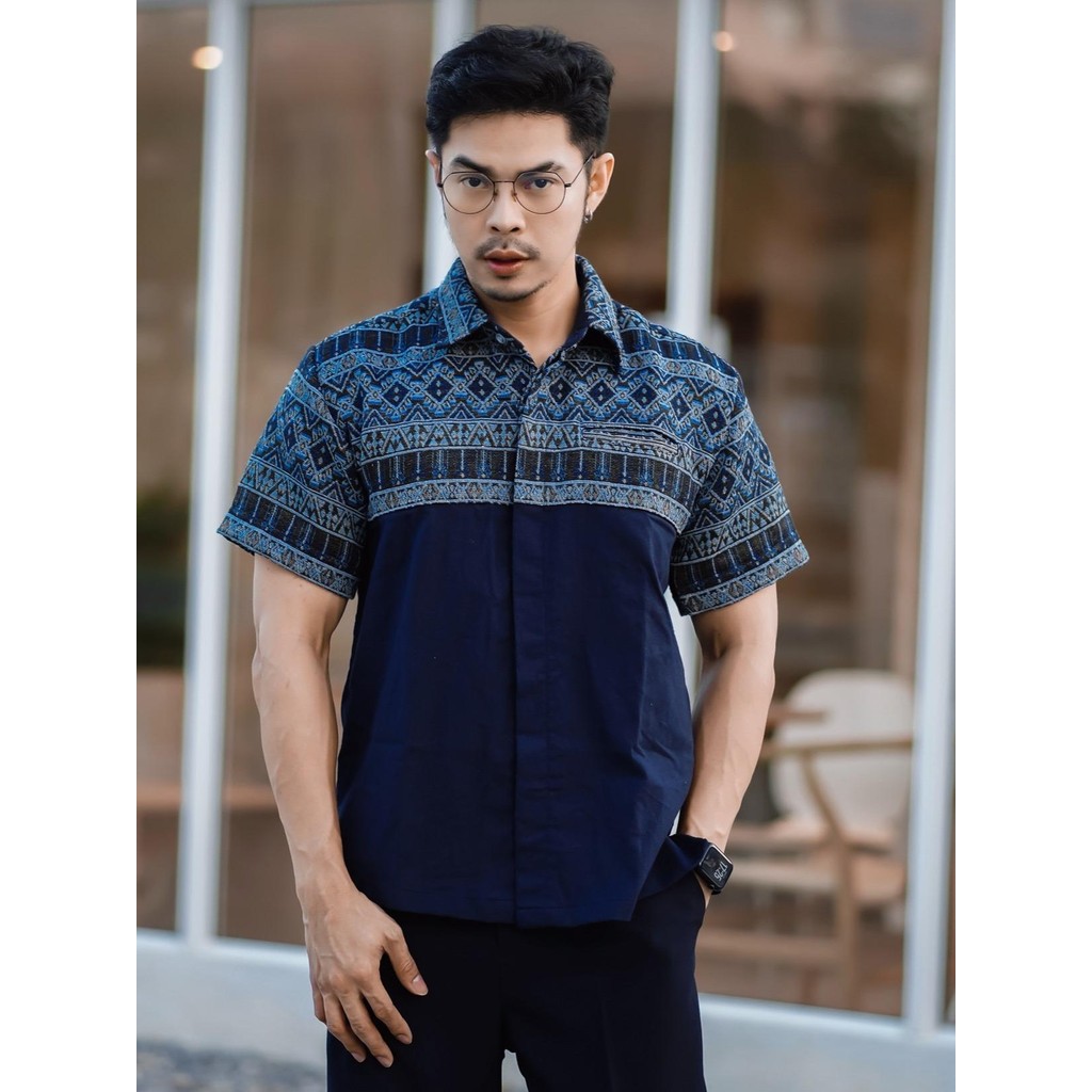 เสื้อผ้าแฟชั่น ผ้าฝ้ายฟอกนุ่มผ้าทอลายตีนจกหงส์คู่ no.16กรมตีนจกหงส์คู่สั้น