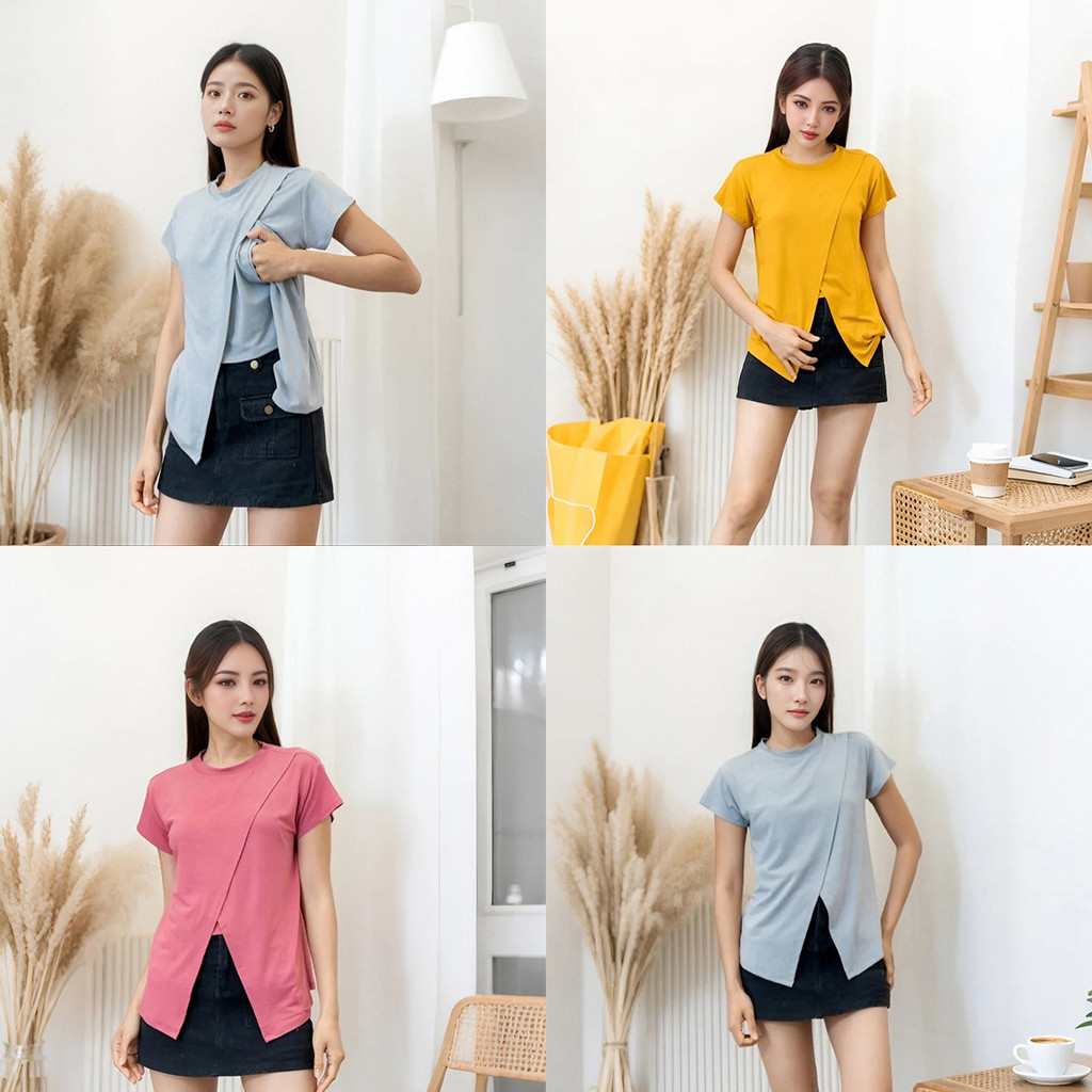 เสื้อให้นมแฟชั่น ผ้าคอตตอนนุ่ม ใส่แล้วไม่อึดอัด