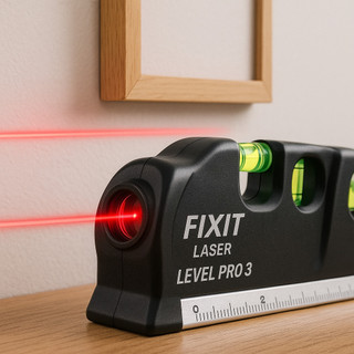 Level Pro3: Nível Laser Profissional com Trena 2.5m, 3 Estágios e Régua, Baterias AG13 Incluídas